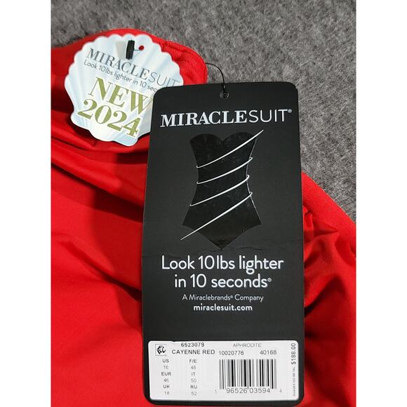 Miraclesuit Aphrodite Cayenne Red One Piece Swimsuit Women's Plus Size 16 NWT - Picture 9 of 9